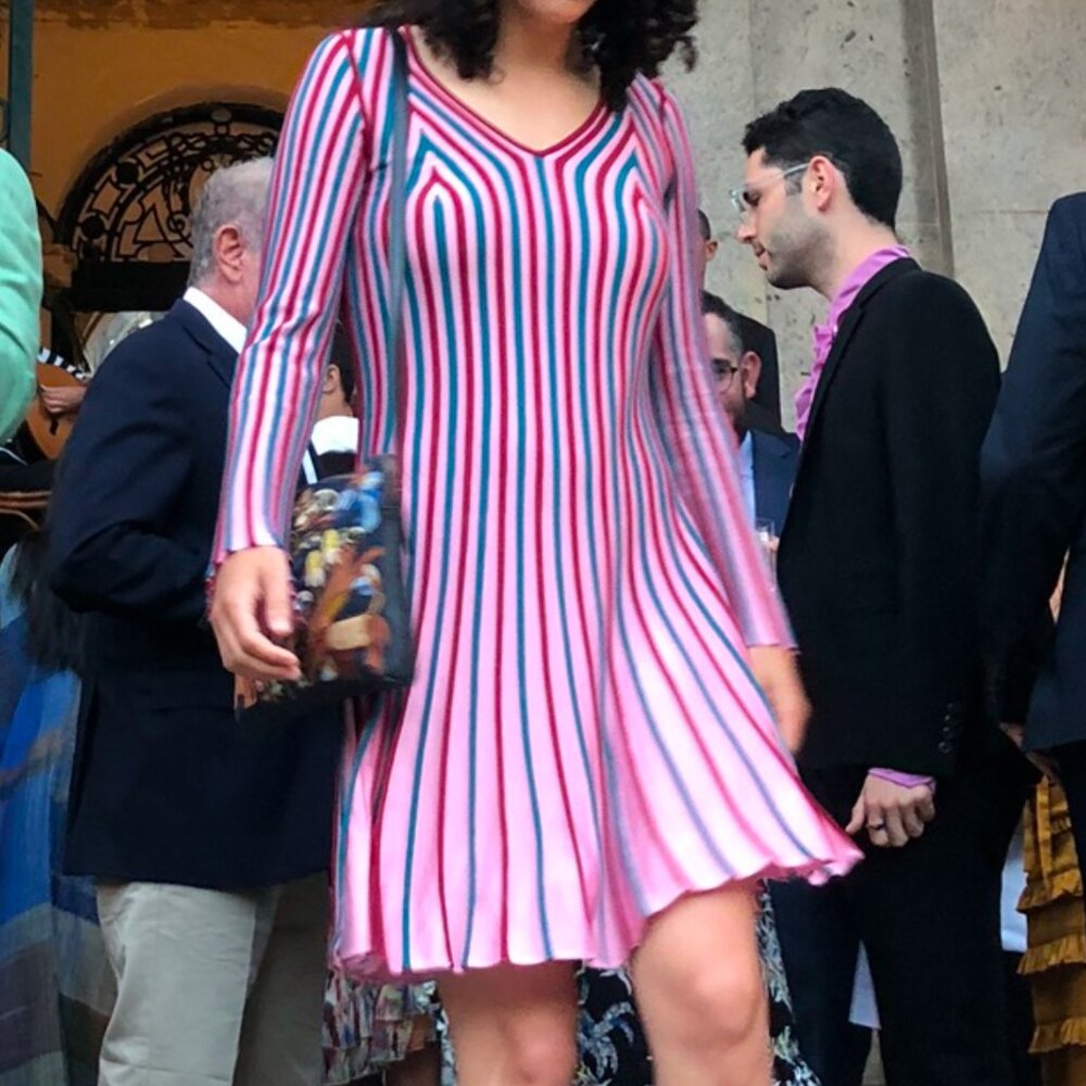 Kenzo Paris knit sweater plissé swing dress